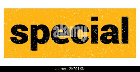 texte spécial écrit sur l'enseigne jaune-noir de grungy. Banque D'Images