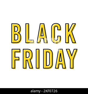 Bannière du vendredi noir. Lettrage minimaliste pour la promotion, le marketing, la publicité et les médias sociaux. Illustration vectorielle, conception plate Illustration de Vecteur