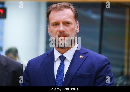 Bruxelles, Belgique. 15th novembre 2022. Mario Banozic, ministre de la Défense lors d'une réunion des ministres de la Défense de l'UE au Conseil européen de Bruxelles, Belgique, le 15 novembre 2022. Crédit: ALEXANDROS MICHAILIDIS/Alamy Live News Banque D'Images