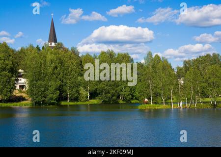 Kirkkolammen Puisto - parc municipal de Rovaniemi, Finlande Banque D'Images