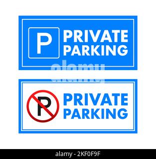 Parking privé, panneau bleu, étiquette. Illustration du stock vectoriel Illustration de Vecteur