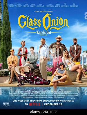 Glass Onion : une affiche de film mystère Knives Out Banque D'Images