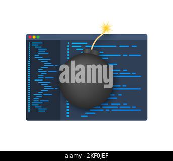 bombe logique. Morceau de code inséré intentionnellement dans un système logiciel. Illustration du stock vectoriel. Illustration de Vecteur