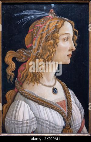 Portrait d'une jeune femme, éventuellement Simonetta Vespucci, 1484, Sandro Botticelli, Musée Städel, Francfort, Allemagne Banque D'Images