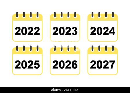 Icône de l'ensemble de calendriers sur fond blanc. Différentes années Illustration de Vecteur