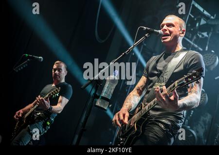 Frei.Wild, groupe de rock allemand de Brixen, Tyrol du Sud, Italie, avec la chanteuse Philipp Burger (R), concert à Eventwerkstatt, Wetzlar, Allemagne. 5th avril 2019 Banque D'Images