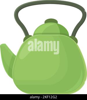 Symbole de la bouilloire vert vecteur de dessin animé. Verre. Cuisine pot Illustration de Vecteur