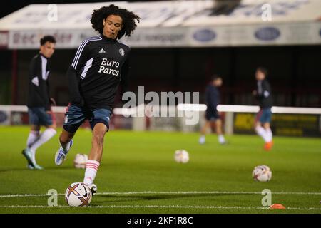 Dagenham, Royaume-Uni. 15th novembre 2022. Dagenham - Gjivai Zechiel de Feyenoord pendant le match entre West Ham United U21 FC et Feyenoord O21 au London Borough of Barking & Dagenham Stadium le 15 novembre 2022 à Dagenham, au Royaume-Uni. Crédit : photos Box to Box/Alamy Live News Banque D'Images