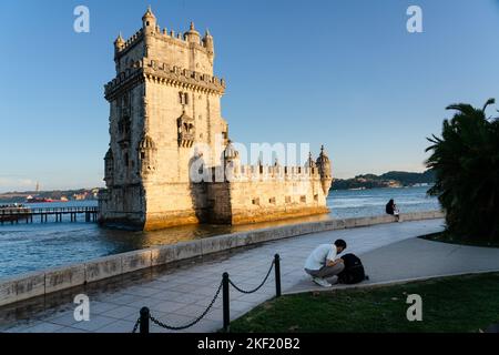 La Torre de Belém (Tour Belem) dans le quartier de Belem à Lisbonne, Portugal. Banque D'Images