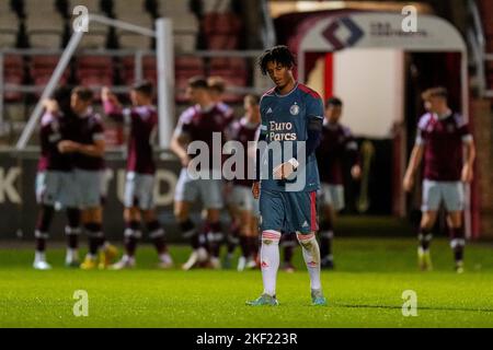 Dagenham, Royaume-Uni. 15th novembre 2022. Dagenham - Mimeirhel Benita de Feyenoord pendant le match entre West Ham United U21 FC et Feyenoord O21 au London Borough of Barking & Dagenham Stadium le 15 novembre 2022 à Dagenham, au Royaume-Uni. Crédit : photos Box to Box/Alamy Live News Banque D'Images