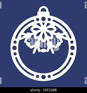 Modèle de coupe au laser de l'angle de Noël avec flocons de neige. Silhouette de coin ajouré avec décoration en dentelle. Décoration arbre de Noël pour découpe de bois Illustration de Vecteur