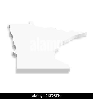 Minnesota, État des États-Unis - carte vectorielle blanche 3D de la région du pays. Illustration de Vecteur