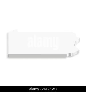 Pennsylvanie, État des États-Unis - carte vectorielle blanche 3D de la région du pays. Illustration de Vecteur