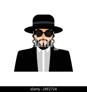 Hébraïque Homme avec des verrous latéraux vêtus de noir suit Vector Illustration Illustration de Vecteur