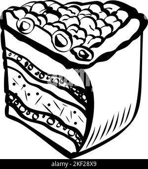 Esquisse de gâteau aux baies dessinée à la main. Esquisse vintage. Idéal pour les bannières, les étiquettes et les affiches Illustration de Vecteur