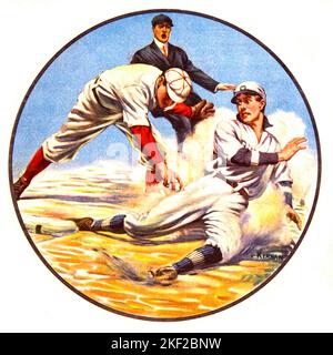 1910S JOUEUR DE BASEBALL GLISSANT DANS LA BASE TANDIS QUE L'ADVERSAIRE TENTE DE L'ÉTIQUETER COMME JUGE-ARBITRE OBSERVE L'INATTENDU DANS LE BASEBALL - KH13572 NAW001 HARS JUGE-ARBITRE EXCITATION DE BASE INATTENDUE GLISSE OCCASION OCCUPATIONS SPORTS PROFESSIONNELS ÉCHAPPER OBSERVE L'ADVERSAIRE TENTATIVES BALLON DE JEU DE BALLE LUI SPORT ADULTE MOYEN HOMME ADULTE MOYEN HOMME JEUNE HOMME ADULTE HOMME BASEBALL BAT RACE BLANCHE ORIGINE ETHNIQUE À L'ANCIENNE Banque D'Images