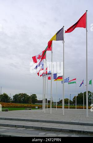 BRUXELLES, BELGIQUE -25 OCT 2022- vue du nouveau siège de l'Organisation du Traité de l'Atlantique Nord (OTAN) situé à Haren, Bruxelles, Belgique. Banque D'Images