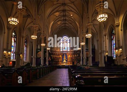 Basilique de la vieille cathédrale Saint-Patrick sur Mulberry Street dans le quartier de Nolita, dans le quartier inférieur de Manhattan, New York Banque D'Images