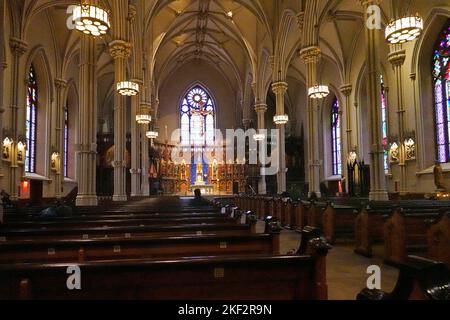 Basilique de la vieille cathédrale Saint-Patrick sur Mulberry Street dans le quartier de Nolita, dans le quartier inférieur de Manhattan, New York Banque D'Images