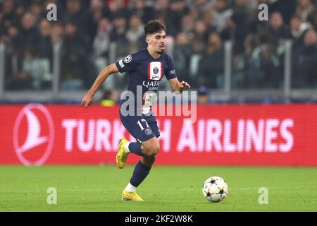 Turin, Italie, 2nd novembre 2022. Vitinho du PSG lors du match de la Ligue des champions de l'UEFA à l'Allianz Stadium, à Turin. Le crédit photo devrait se lire: Jonathan Moscrop / Sportimage Banque D'Images