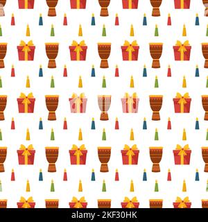 Ensemble de Happy Kwanzaa Holiday African Seamless Pattern Design avec l'élément de style Festival sur le modèle dessin main dessin dessin dessin dessin dessin dessin animé à plat Illustration Illustration de Vecteur