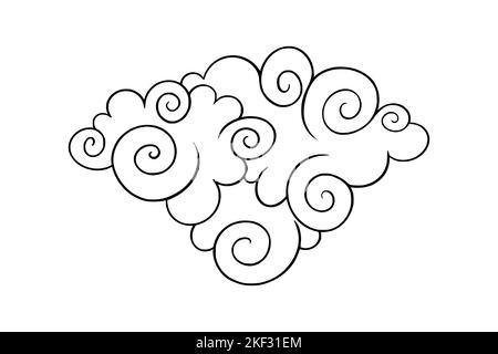 Un nuage chinois aux lignes mauriques. Cloud japonais pour des motifs festifs. Illustration vectorielle isolée sur fond blanc Illustration de Vecteur