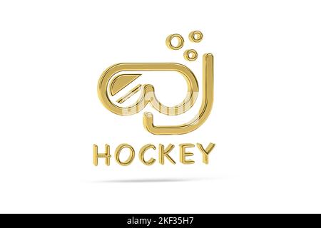 Golden 3D icône de hockey sous-marin isolée sur fond blanc - rendu 3D Banque D'Images