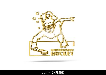 Golden 3D icône de hockey sous-marin isolée sur fond blanc - rendu 3D Banque D'Images