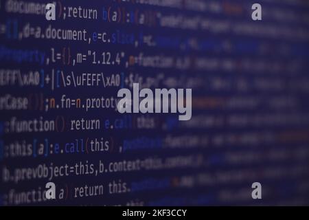 Écran de résumé du code de programmation du développeur de logiciel. Script d'ordinateur. (PLUS SIMILAIRE DANS MA GALERIE) Banque D'Images