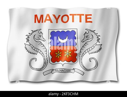 Drapeau de Mayotte, territoires d'outre-mer de France. Illustration tridimensionnelle Banque D'Images