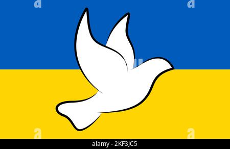 illustration vectorielle eps avec la paix blanche en face du drapeau de l'ukraine comme signe contre la guerre Illustration de Vecteur