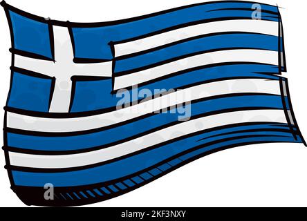 Drapeau de la Grèce peint en agitant dans le vent Illustration de Vecteur