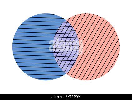 Schéma Venn 2 cercle avec graphique linéaire. Illustration de Vecteur