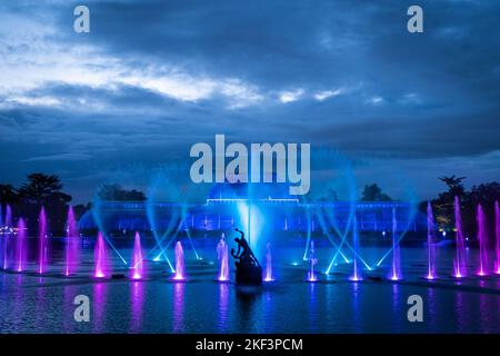 Londres, Royaume-Uni. 15th novembre 2022. Lumières de Noël Kew. Aujourd’hui à sa dixième année, le sentier des lumières d’hiver de Kew, après la tombée de la nuit, voit des sentiers d’éclairage immersifs, des installations et un éclairage multisensoriel interactif donner vie au paysage du jardin botanique. Credit: Guy Corbishley/Alamy Live News Banque D'Images