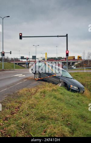 voiture après l'accident Banque D'Images