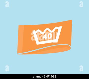 Laver à 40 degrés le logo de l'étiquette. Température de l'eau 40C. Lavage de linge, concept de lessive vecteur conception et illustration. Illustration de Vecteur