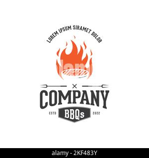 Inspiration pour le logo barbecue. Modèle de conception pour aliments ou gril.concept d'illustration Vector. Illustration vectorielle EPS.8 EPS.10 Illustration de Vecteur