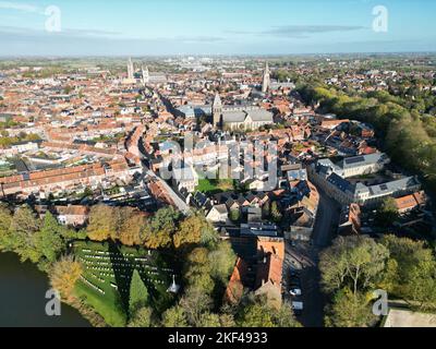 Ypres, Flandre Occidentale, Belgique vue aérienne Banque D'Images