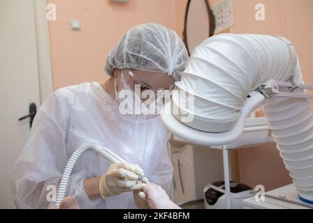 Traitement du champignon de la crapaule à l'hôpital. Banque D'Images