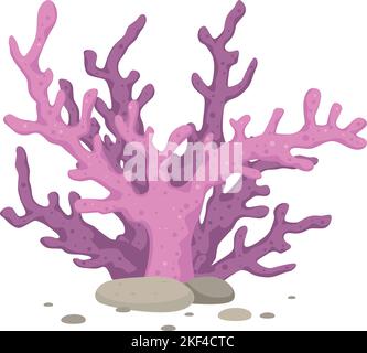 Branche de corail rose. Icône de dessin animé sous-marin Illustration de Vecteur