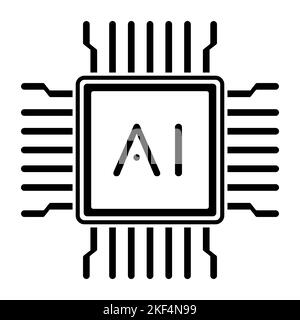 Symbole d'icône de puce de processeur ai pour intelligence artificielle. Illustration vectorielle Illustration de Vecteur