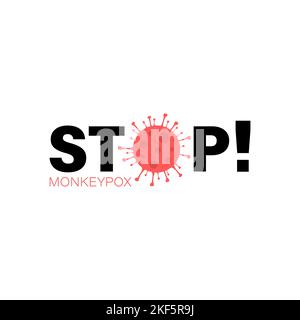 Arrêtez l'illustration du virus de la variole du singe sur fond blanc Illustration de Vecteur
