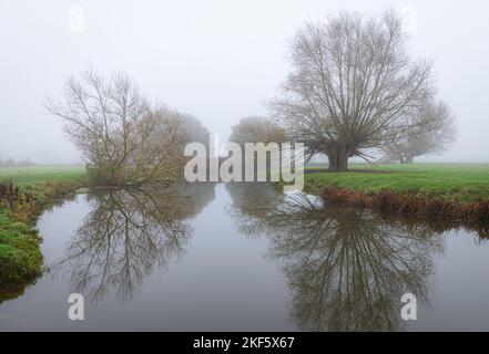 Paysage automnal à Dedham Vale. Arbres colorés au bord de la rivière Stour. Essex - bordure du Suffolk. Banque D'Images