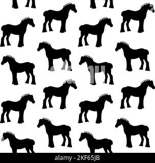 Motif vectoriel sans couture de la silhouette de cheval shire Illustration de Vecteur