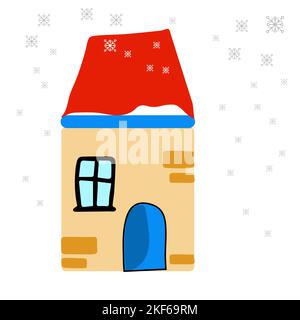 Maison d'hiver Vector Illustration icône colorée. Jolie illustration vectorielle de style plat. SPE 10. Illustration de Vecteur