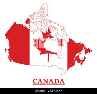 Image d'une carte du Canada avec le drapeau canadien à l'intérieur isolé sur fond blanc Illustration de Vecteur