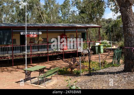 Wagons de chemin de fer convertis en bureau de poste, Clackline, Australie occidentale Banque D'Images