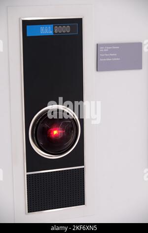 Hal9000 ; un personnage fictif d'intelligence artificielle en 2001 Un film de l'Odyssée de l'espace, réalisé par Stanley Kubrick exposé au Musée du Cinéma d'Istanbul. Banque D'Images