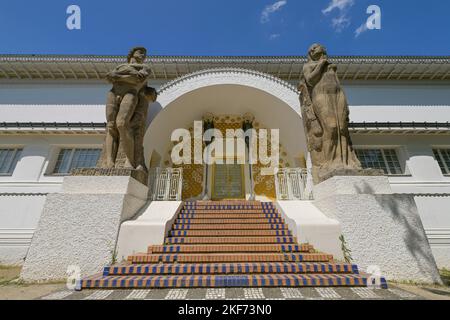 Figuren Kraft und Schönheit, Bildhauer Ludwig Habich, Ernst Ludwig-Haus, Musée Künstlerkolonie, Olbrichweg, Mathildenhöhe, Darmstadt, Hessen, Deutsch Banque D'Images