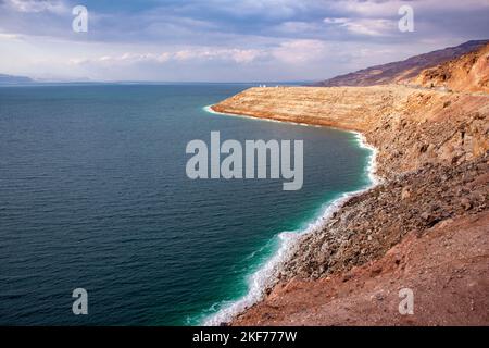 Littoral Mer Morte Jordanie Banque D'Images